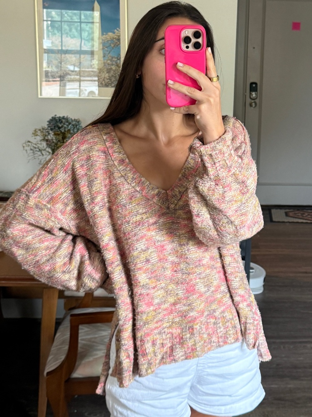 Pilcro by Anthropologie Marled V-Neck Knit Sweater - Size M